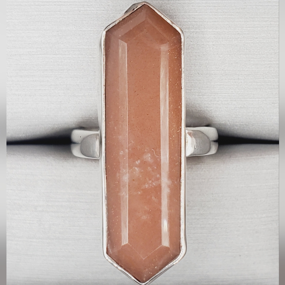 Genuine Sunstone Gemstone 925 Sterling Silver Ring